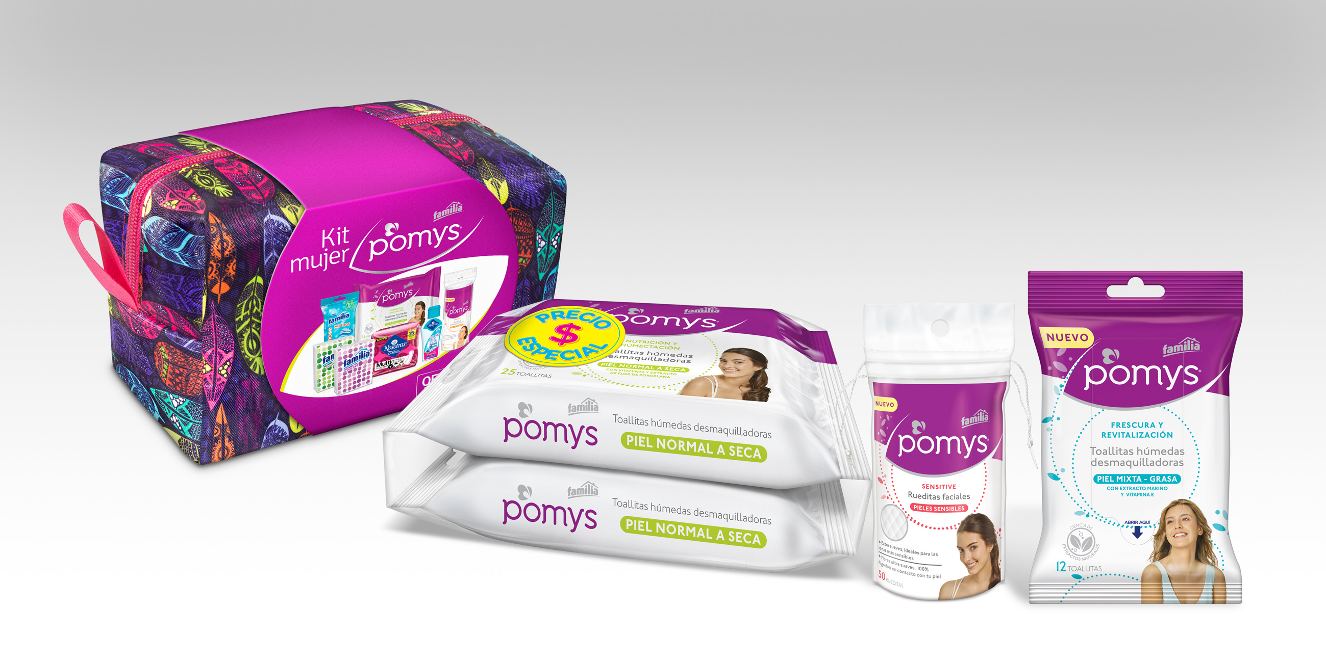Modelado 2D de productos marca Pomys de Familia